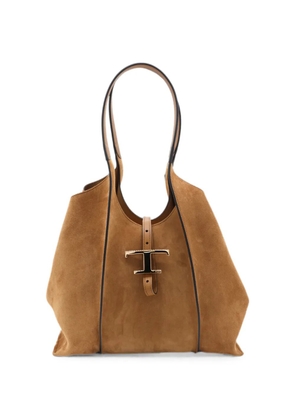 Tod's T Timeless suede tote bag - Brown