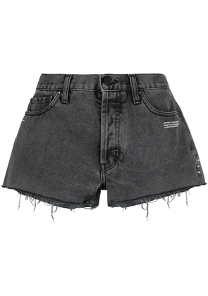 Off-White raw-edge logo denim shorts - Grey