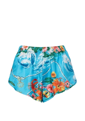 Gucci floral-print Interlocking-G shorts - Blue