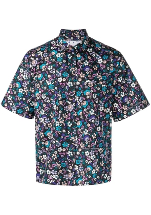 Off-White Flowers Summer cotton shirt - Black
