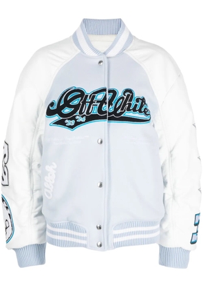 Off-White Moon Wheel leather varsity jacket - Blue