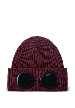 C.P. Company Goggle ribbed-knit beanie hat - Red