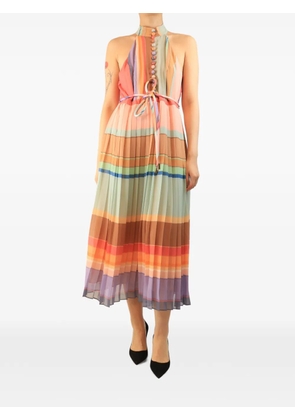 ZIMMERMANN striped-pleated midi dress - Pink