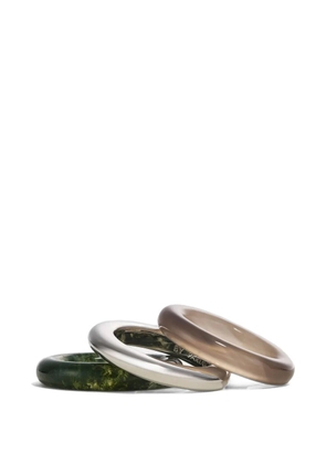 By Pariah Stack Trilogy agate rings (set of three) - Silver