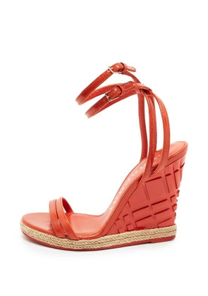 Burberry Pre-Owned Hassendean criss-cross wedge sandals - Orange