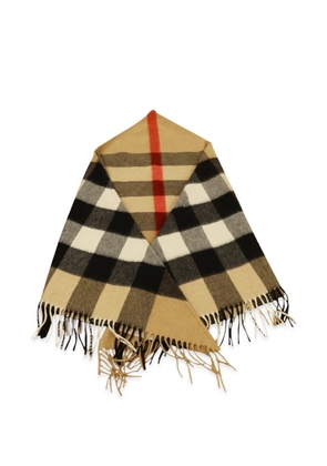 Burberry Pre-Owned check-pattern fringed cashmere scarf - Brown