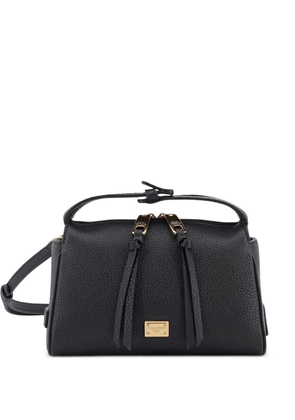 Dolce & Gabbana logo-plaque pebbled shoulder bag - Black