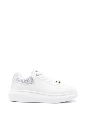 GUESS USA crystal-embellished leather sneakers - White
