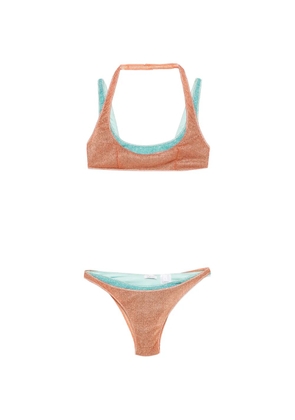 Oséree metallic-effect layered bikini - Orange