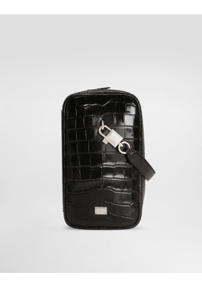 Dolce & Gabbana Lock Polished Alligator Handbag - Man Shoppers Black Onesize