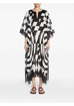 DRIES VAN NOTEN Cotton Kaftan Dress with Optical Print