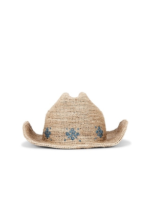 Brixton Odessa Straw Packable Cowboy Hat in Tan. Size M/L. Also in XS/S.