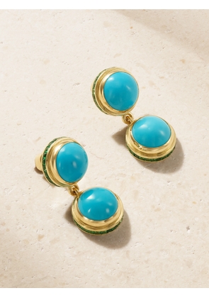Ileana Makri - 18-karat Gold, Turquoise And Tsavorite Earrings - Blue - One size