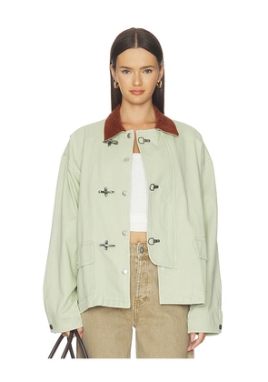 Found Washed Fireman Clasp Workshop Jacket in Green. Size L. Also in M, S, XL, XS.