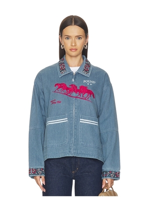 Found Jockey Club Embroidered Jacket in Blue. Size L. Also in M, S, XL, XS.