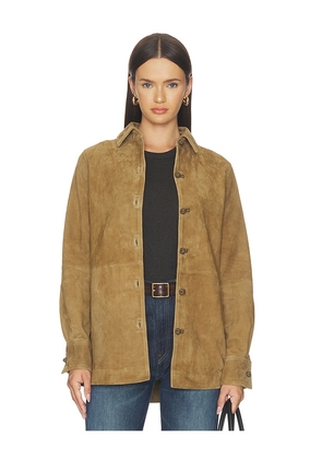 Rohe Suede Pankou Overshirt in Brown. Size 32. Also in 34, 36, 38.