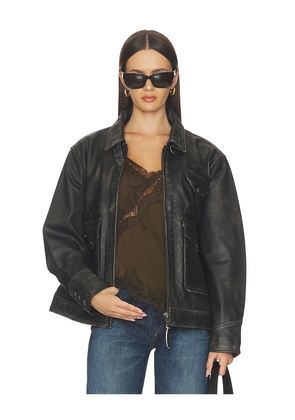 Found Distressed Leather Pocket Jacket in Black. Size L. Also in M, S, XL, XS.