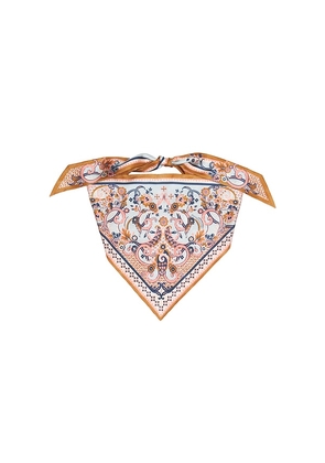 Zimmermann Printed Silk Tie Headscarf in Tan.