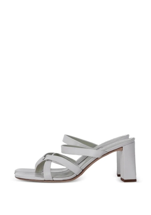 BY FAR cross-strap leather heeled sandals - White