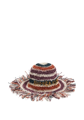 Bimba y Lola fringed striped sun hat - Neutrals