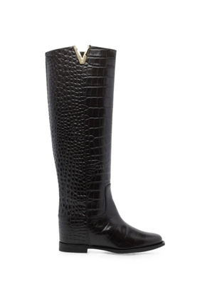 Via Roma 15 croc-effect VLogo boots - Brown
