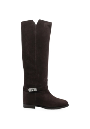 Via Roma 15 padlock suede boots - Brown
