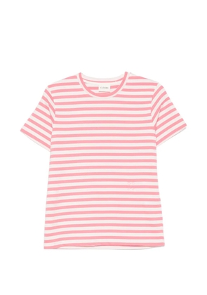 Closed horizontal-stripe logo-embroidered T-shirt - Pink