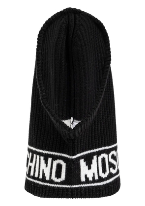Moschino logo-intarsia knit balaclava - Black