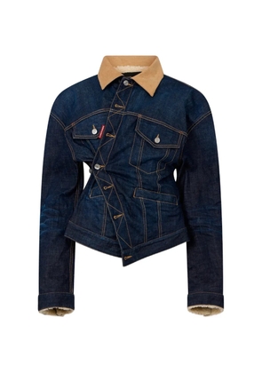 DSQUARED2 dark Urban wrap oversized jean jacket - Blue