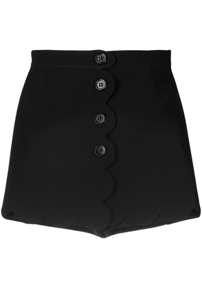 RED Valentino scallop trim button front shorts - Black