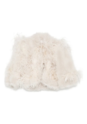 Elie Saab feather-trimmed jacket - White
