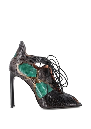 Roland Mouret snake-print lace-up sandals - Black
