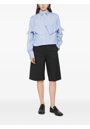 sacai striped ruffled shirt - Blue