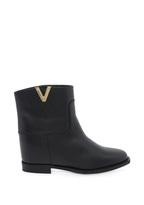 Via Roma 15 logo-plaque leather ankle boots - Black