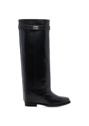 Via Roma 15 padlock-detail knee-high boots - Black