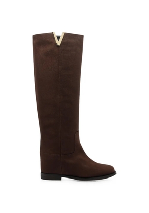 Via Roma 15 logo-plaque leather boots - Brown