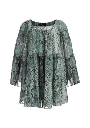 Balmain Pre-Owned snake-print square blouse - Green
