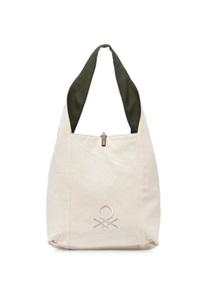 Benetton logo-embroidered reversible tote bag - Neutrals