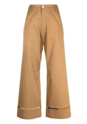 mii crochet-trim cotton trousers - Brown