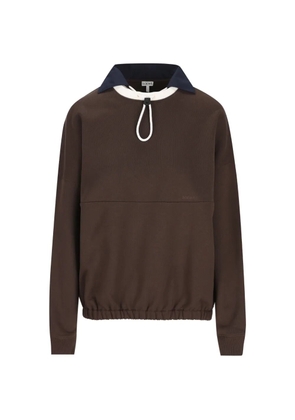 LOEWE drawstring-collar elasticated-hem sweater - Brown