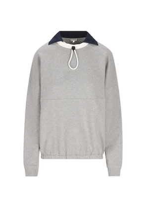 LOEWE drawstring-collar logo-embroidered sweater - Grey