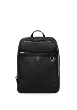 GUESS USA Monaco logo-plaque pebbled-calf leather backpack - Black