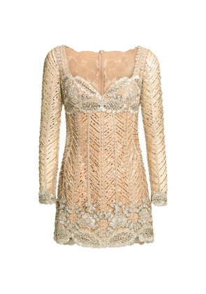 Elie Saab bead-embroidered mini dress - Neutrals