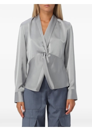 Hanita twist-detail crepe blouse - Grey