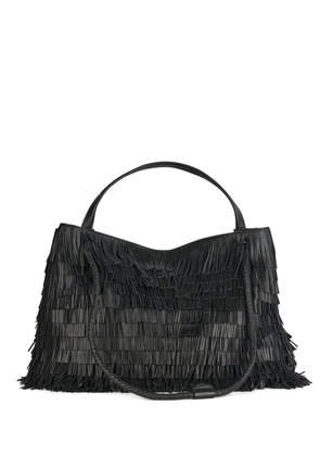 VISONA` fringe-edges leather tote bag - Black