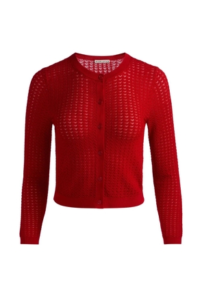 alice + olivia pointelle-knit cardigan - Red