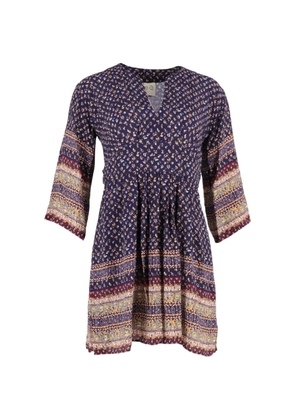 Sea printed V-neck mini dress - Blue