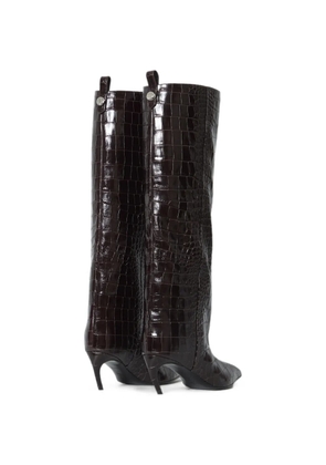 The Attico Lea croc-print pointed boots - Brown