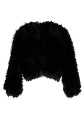 Elie Saab faux-fur design long-sleeve jacket - Black