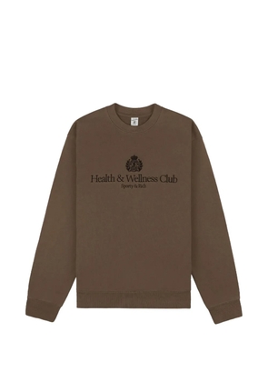 Sporty & Rich H&W Crest embroidered crew-neck sweatshirt - Brown